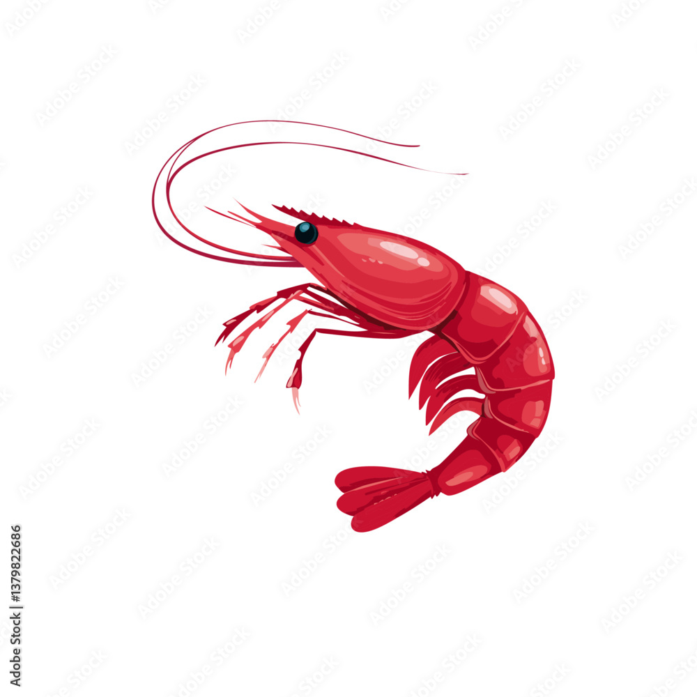 vector illustration of a red shrimp icon design