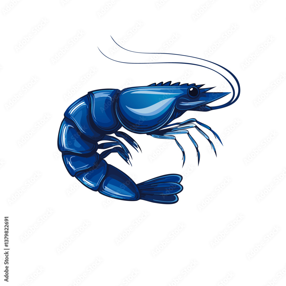 vector illustration of a blue shrimp icon design