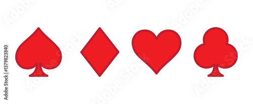 Playing cards suits icons. Heart dimond club spade suite . Realistic playing cards icons. Gamble game cards. Vector graphic EPS 10