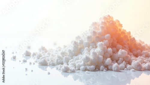 Crystalline sugar granules, bright white background, clean background, studio shot, food photography