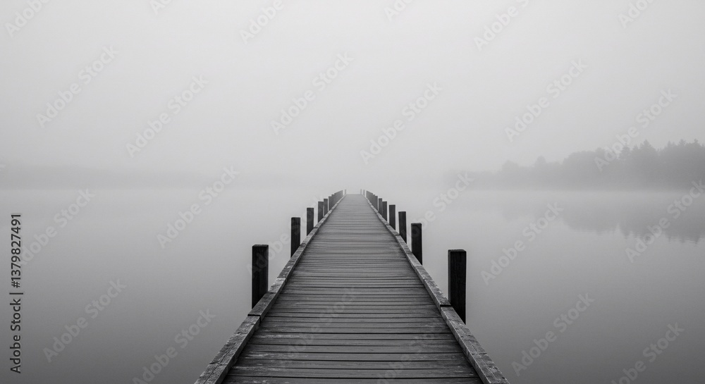 Slowcore Contemplation Foggy Pier Leading Nowhere Into the Mist Slowcore Contemplation Foggy Pier Leading Nowhere Into the Mist