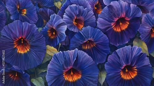 Wallpaper Mural purple flowers with orange centers create stunning display Torontodigital.ca