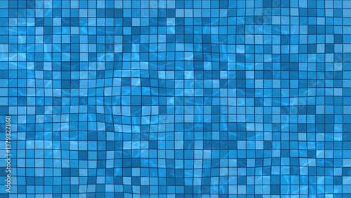 Swimming pool bottom caustics ripple and flow with waves. Seamless pattern. Texture of water surface. Overhead view. illustration. Pro Vector
