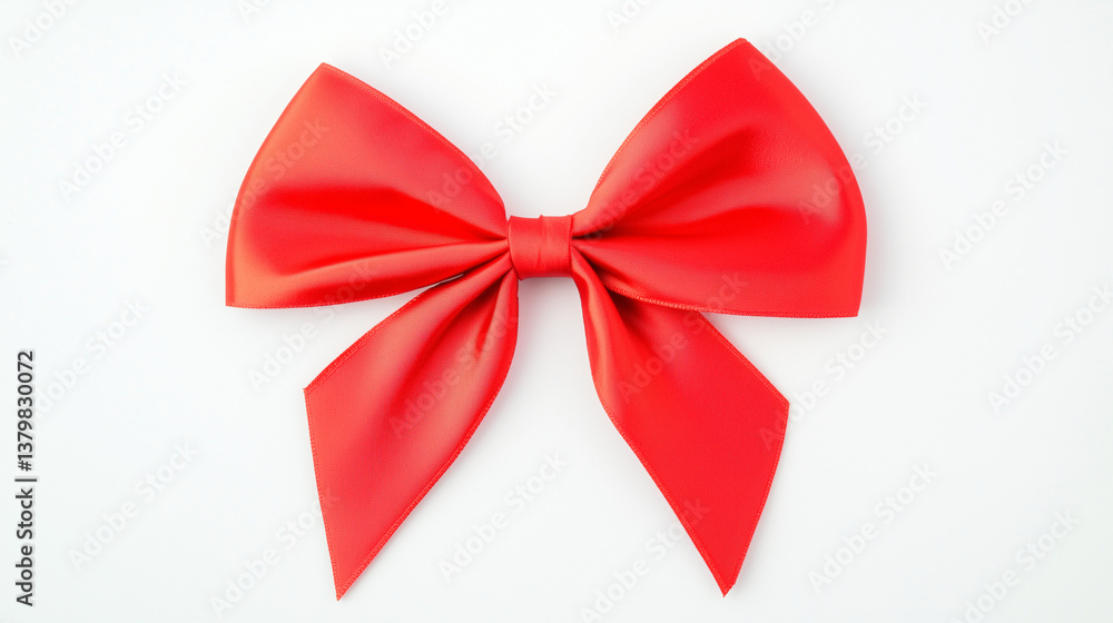 Red satin ribbon bow on a white background Red satin ribbon bow on a white background
