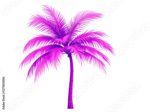 Vibrant Neon Palm Tree Illustration on Transparent Background – Perfect for Tropical and Futuristic Design Projects