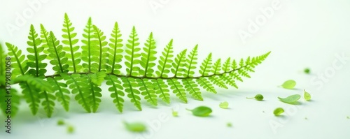 Delicate fern fronds scattered on white surface, botanicals, nature, leafy greens