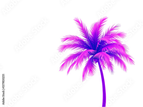 Vibrant Neon Palm Tree Illustration on Transparent Background – Perfect for Tropical and Futuristic Design Projects