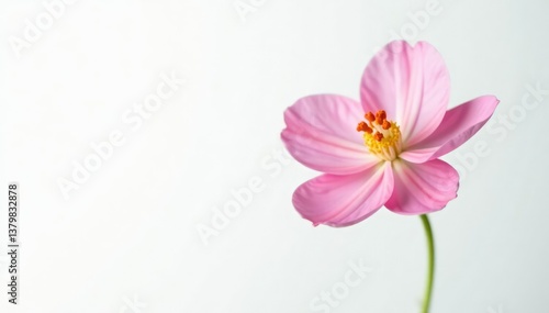 Delicate flower in full bloom on a white background, nature, solitary, delicate