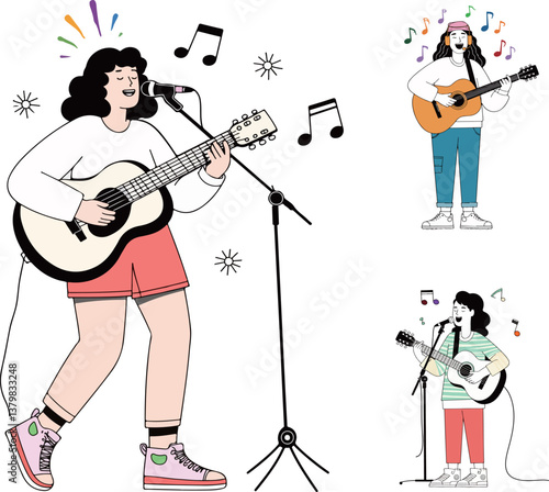 Singers with Guitars Illustration