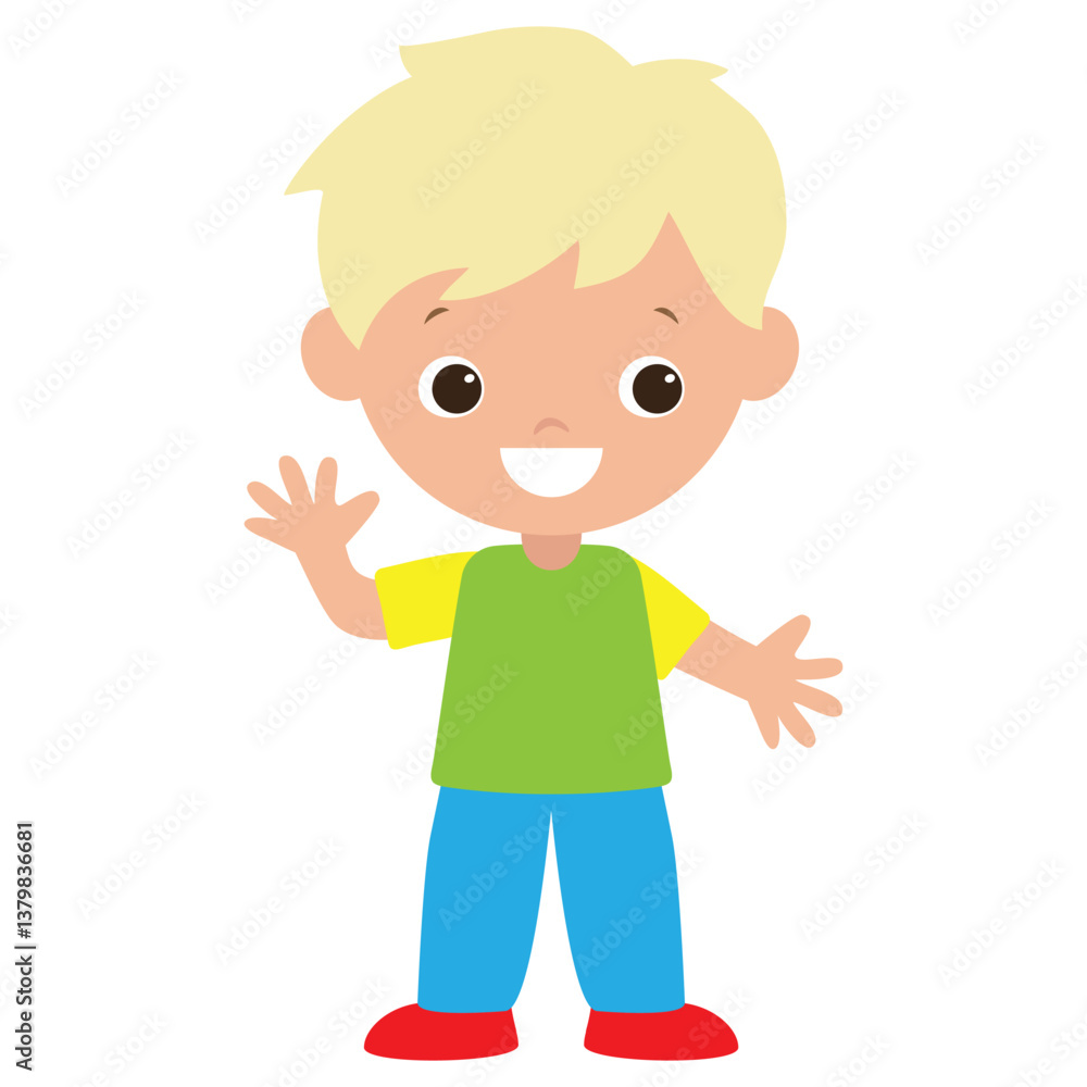 Cute little boy vector cartoon illustration Cute little boy vector cartoon illustration