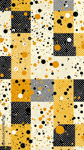 Colorful abstract pattern with circles and geometric shapes on a light background