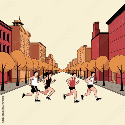 People Running on City Street