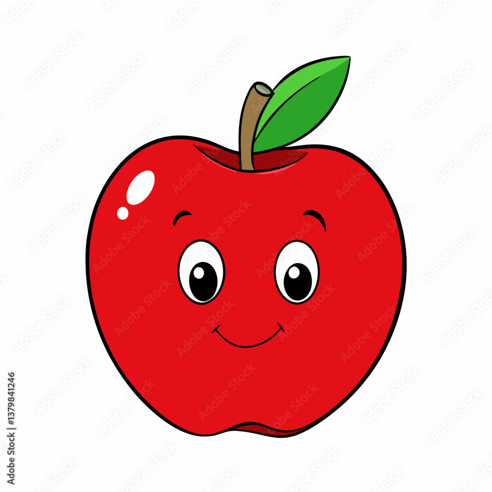 A cute red apple on white background A cute red apple on white background
