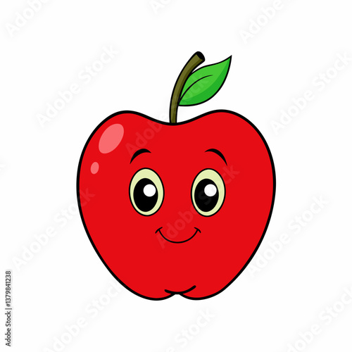 A cute red apple on white background