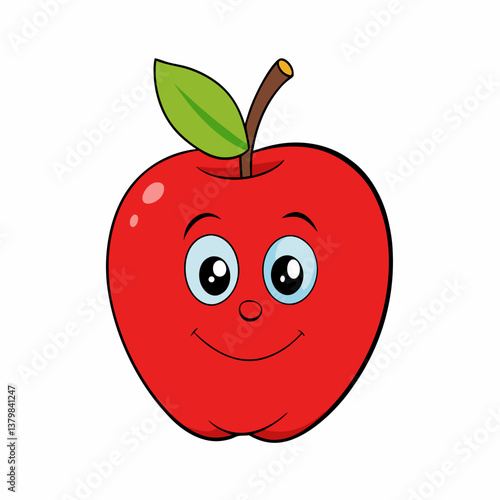 A cute red apple on white background