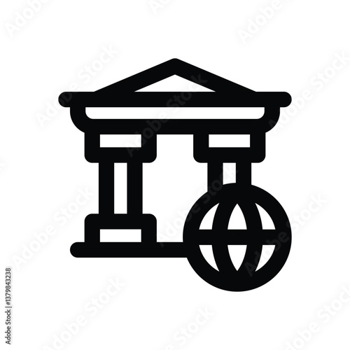 global banking line icon. Clean and minimalist vector icon for websites, mobile apps, presentations, and logos. Fully scalable and customizable for any project.