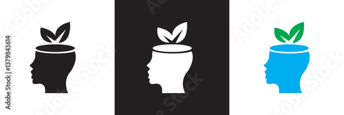 Mental Health icon. Awareness, mental, intellect etc.  Design for websites, mobile interfaces, presentations, and visual branding. Vector illustration. isolated on white and black background. EPS 10 