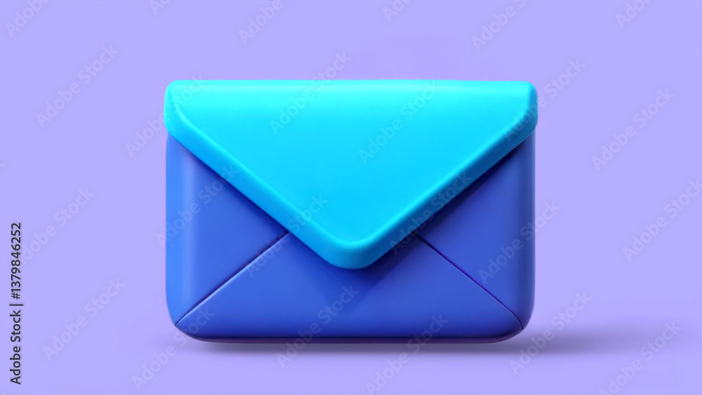 A colorful envelope with a blue and purple design set against a light purple background. A colorful envelope with a blue and purple design set against a light purple background.
