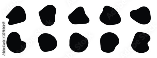 abstract organic blob shapes set. Wavy elements bubbles and drops in trendy y2k style. Random blob shapes. Organic blobs set. Rounded abstract organic shapes collection in eps 10.