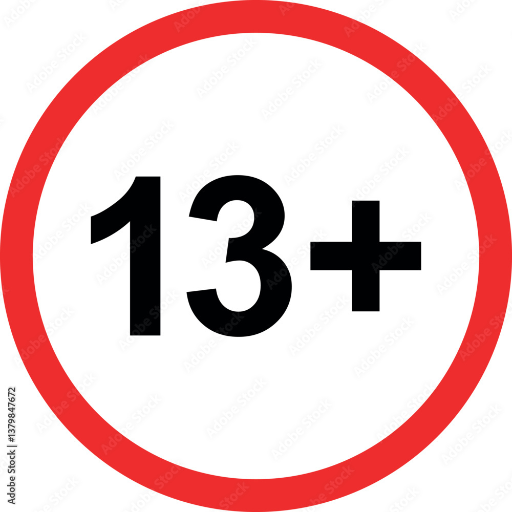 age restriction 13 plus sign. content warning symbol for mature audience, gaming, movies, and apps age restriction 13 plus sign. content warning symbol for mature audience, gaming, movies, and apps