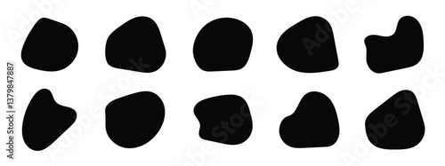 abstract organic blob shapes set. Wavy elements bubbles and drops in trendy y2k style. Random blob shapes. Organic blobs set. Rounded abstract organic shapes collection in eps 10.