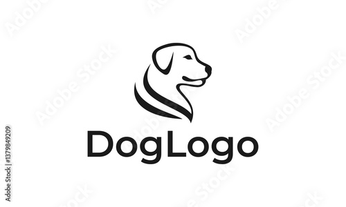 retriever dog logo vector illustration, outline dog logo template