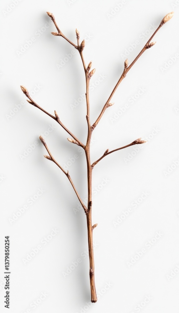 Fototapeta premium A light brown branch with buds