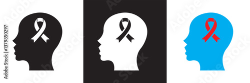 Mental Health icon. Awareness, mental, intellect etc.  Design for websites, mobile interfaces, presentations, and visual branding. Vector illustration. isolated on white and black background. EPS 10 
