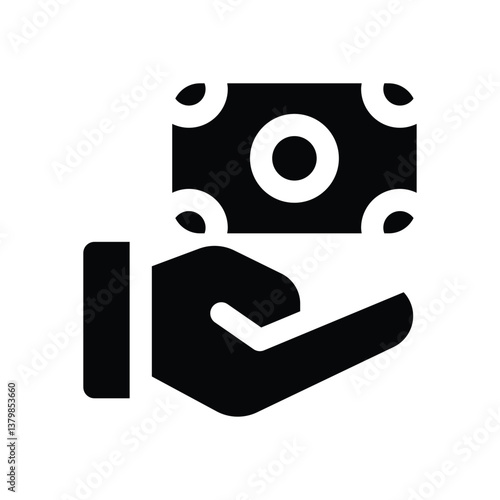 get money glyph icon. Strong and solid vector icon for websites, mobile interfaces, presentations, and visual branding. High quality and easy to edit.