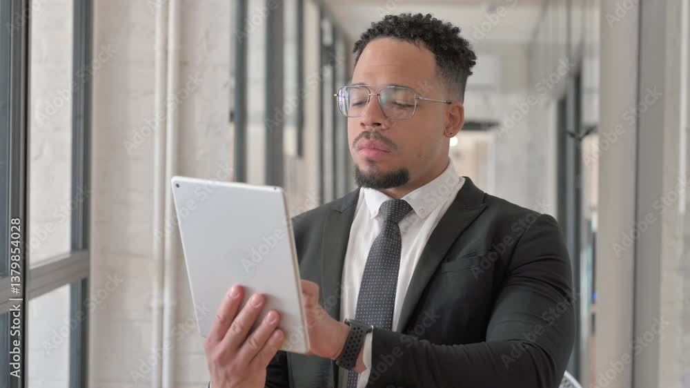 Portrait of Hispanic Businessman Working on Digital Tablet Portrait of Hispanic Businessman Working on Digital Tablet