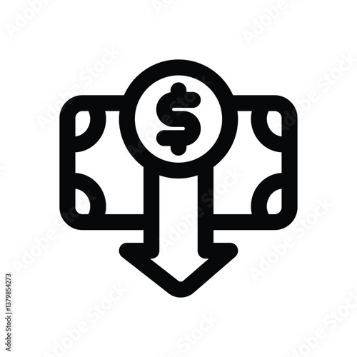 money loss line icon. Clean and minimalist vector icon for websites, mobile apps, presentations, and logos. Fully scalable and customizable for any project.