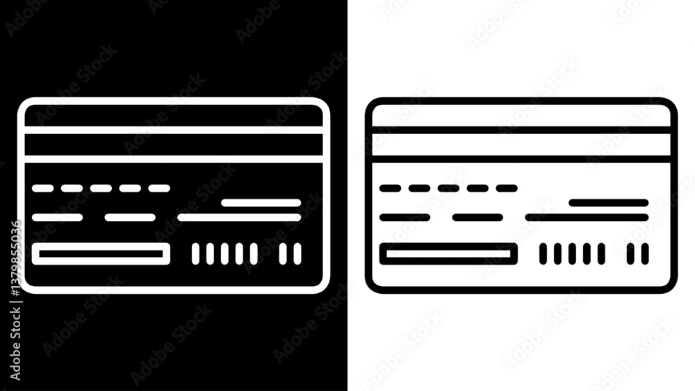 Credit Card image line icon black and white. Icon image of Cashless payment. Credit Card image line icon black and white. Icon image of Cashless payment.