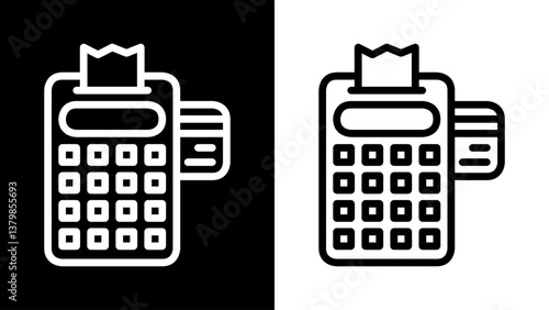 EDC (Electronic Data Capture) Machine image line icon black and white. Icon image of Cashless payment, credit card.