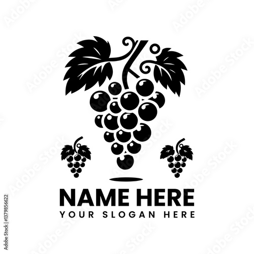 Bold grape bunch graphic. Decorative wine fruit design