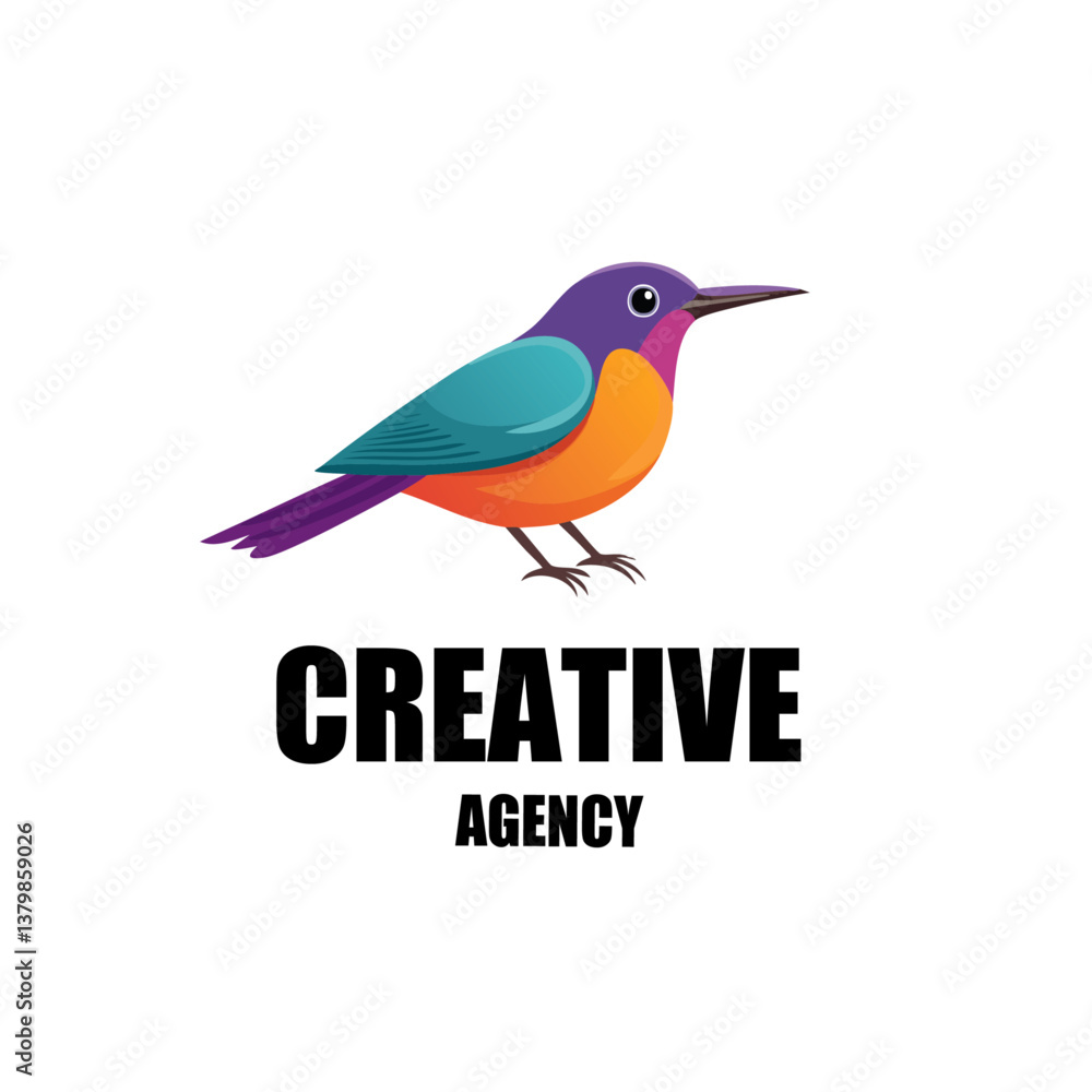 vector illustration of a bird with text creative agency logo icon design