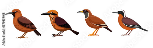 Obraz na płótnie panorama illustration of brown birds set vector icon design w salonie