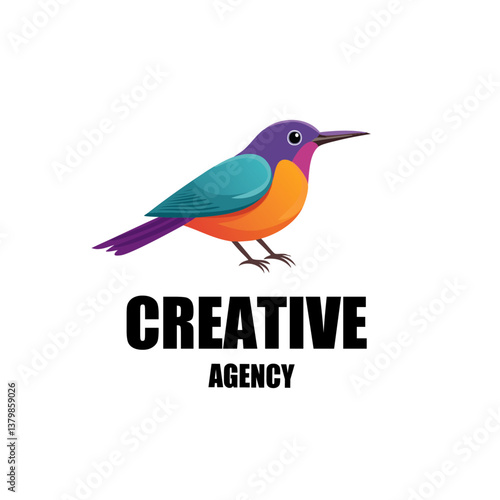 Obraz na płótnie vector illustration of a bird with text creative agency logo icon design w salonie