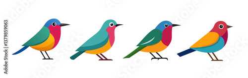 Obraz na płótnie panorama illustration of colorful birds set vector icon design w salonie