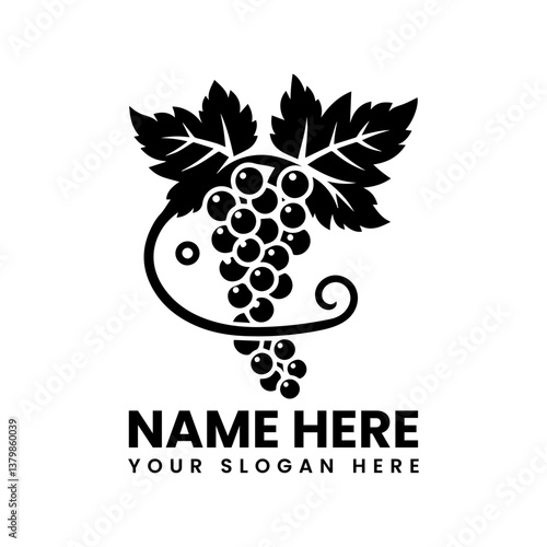 Detailed grape bunch silhouette. Classic wine fruit motif