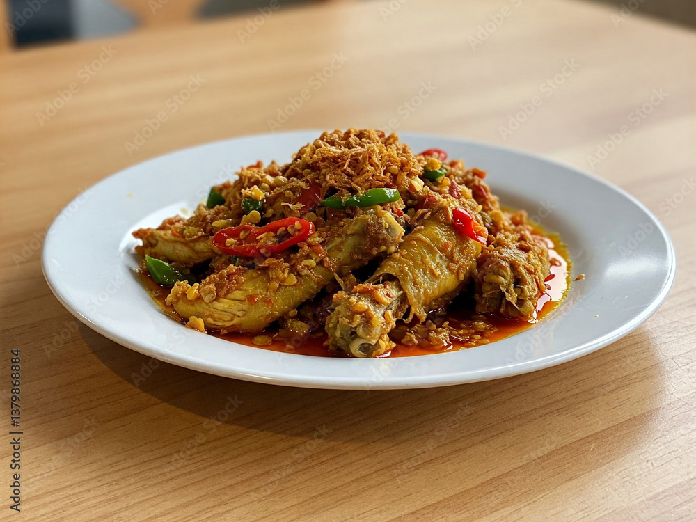 The Ayam Taliwang is a popular dish from Lombok, Indonesia, known for its spicy and savory flavors. The Ayam Taliwang is a popular dish from Lombok, Indonesia, known for its spicy and savory flavors.