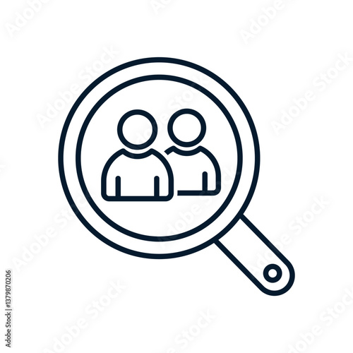 Concept search for employees, specialists, associates. Vector linear icon isolated on white background.