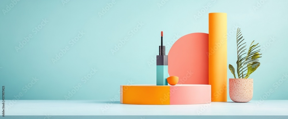 Modern cosmetic display with geometric forms Modern cosmetic display with geometric forms