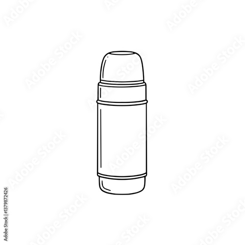 Thermos bottle sketch in minimalist style for outdoor use  