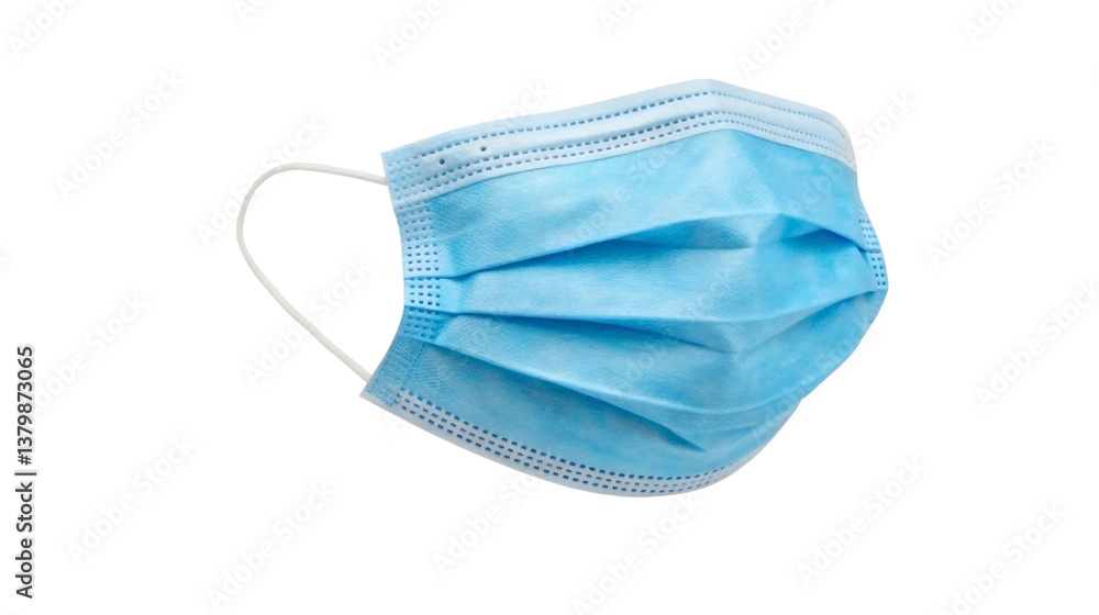 Blue disposable face mask with three-layer protection and pleated design, featuring elastic ear loops for comfort and safety Blue disposable face mask with three-layer protection and pleated design, featuring elastic ear loops for comfort and safety