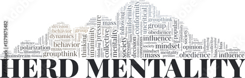 Herd Mentality word cloud conceptual design isolated on white background.