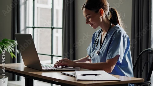 The Nurse Using Laptop Device