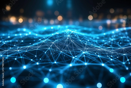 Futuristic Digital Network with Glowing Blue Connections