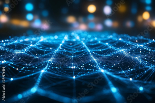 Futuristic Digital Network with Glowing Blue Connections