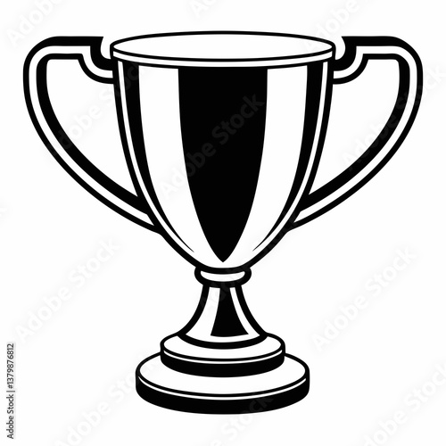 Golden trophy cup isolated on white background representing victory and achievement