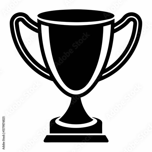 Golden trophy cup isolated on white background representing victory and achievement